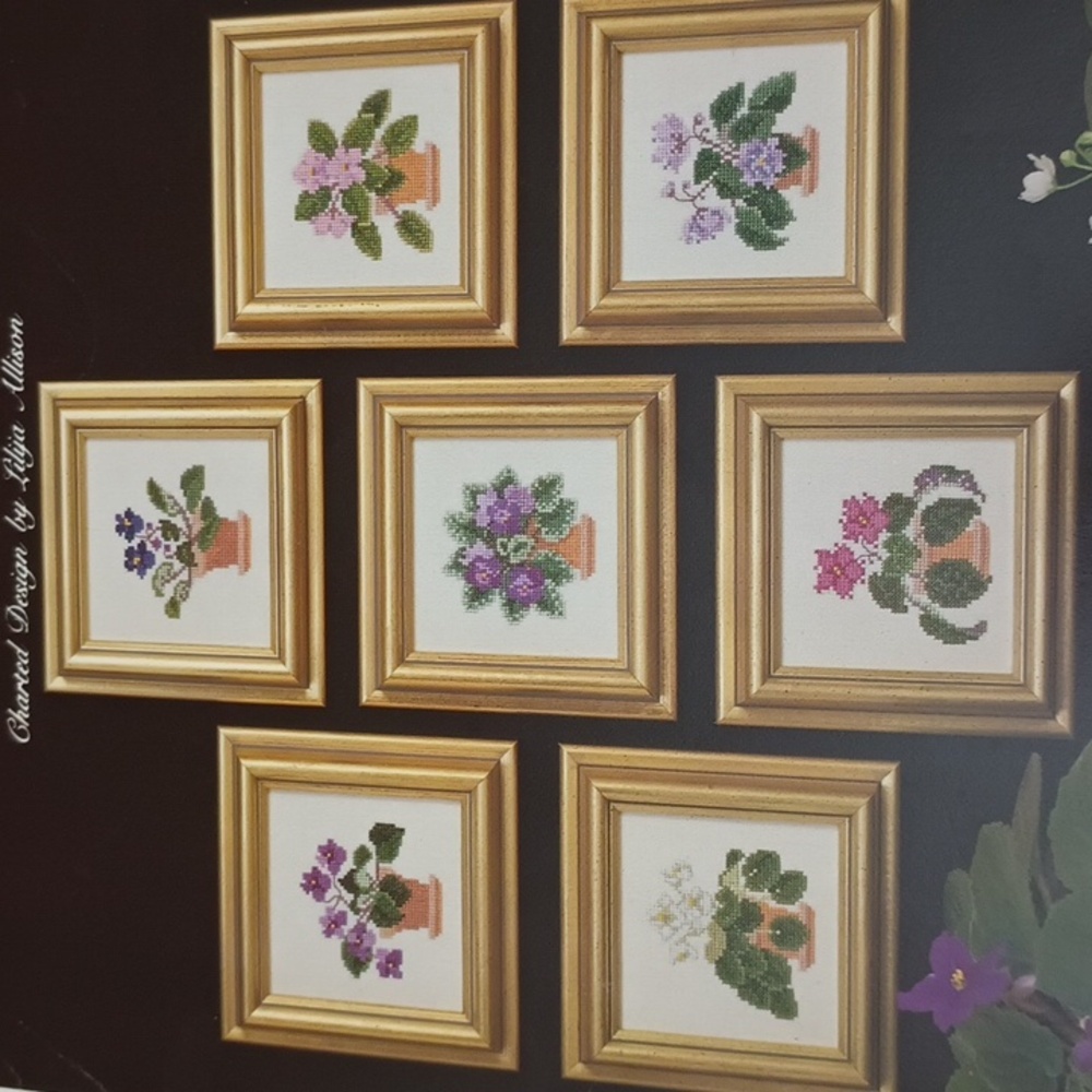 VTG African Violet Sampler Lilija Designs #12 Floral Cross Stitch Pattern ©1986 - Picture 4 of 5
